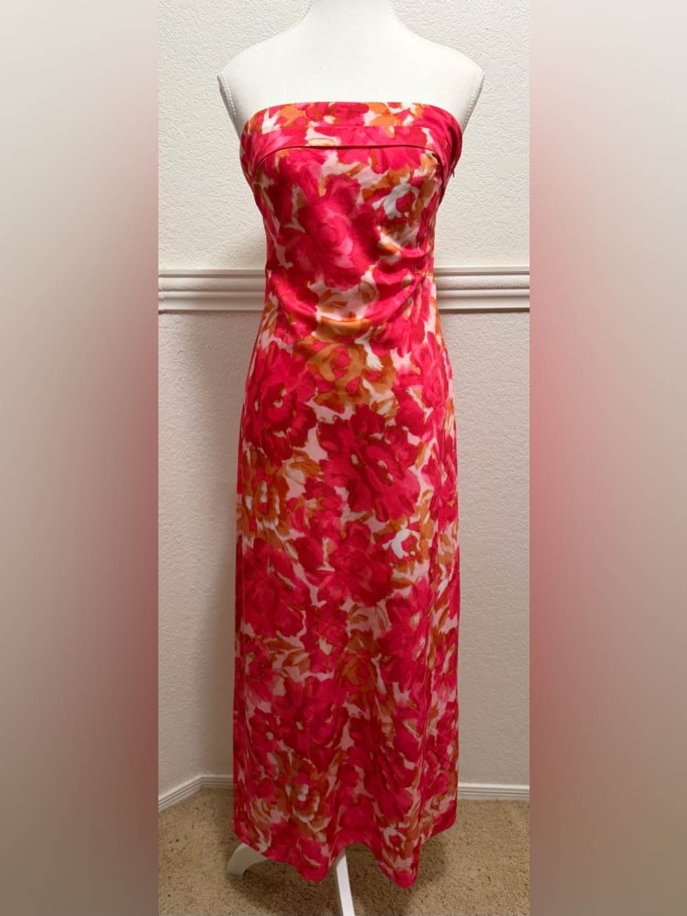 Floral Strapless Satin Maxi Dress – Wedding Guest Ready ✨ - Picture 4 of 6